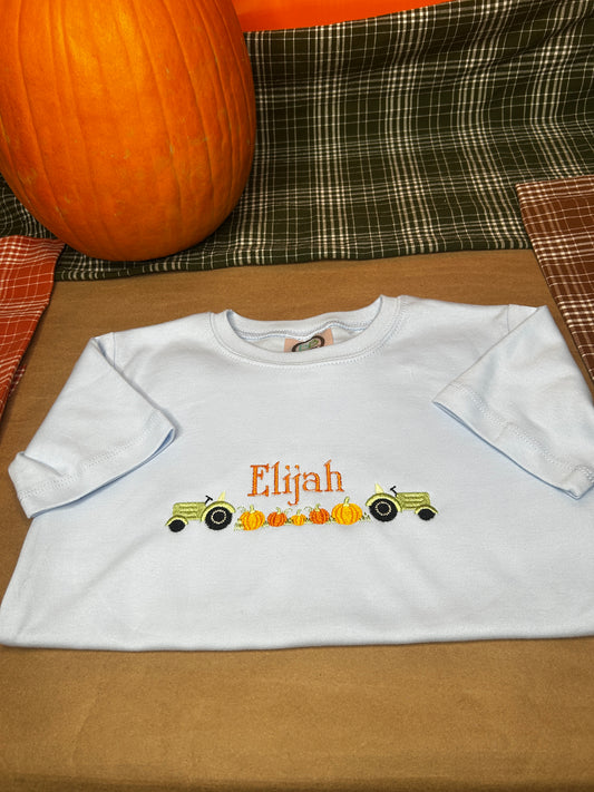 Kids’ Tractor & Pumpkin Shirt | Personalized Fall Shirt