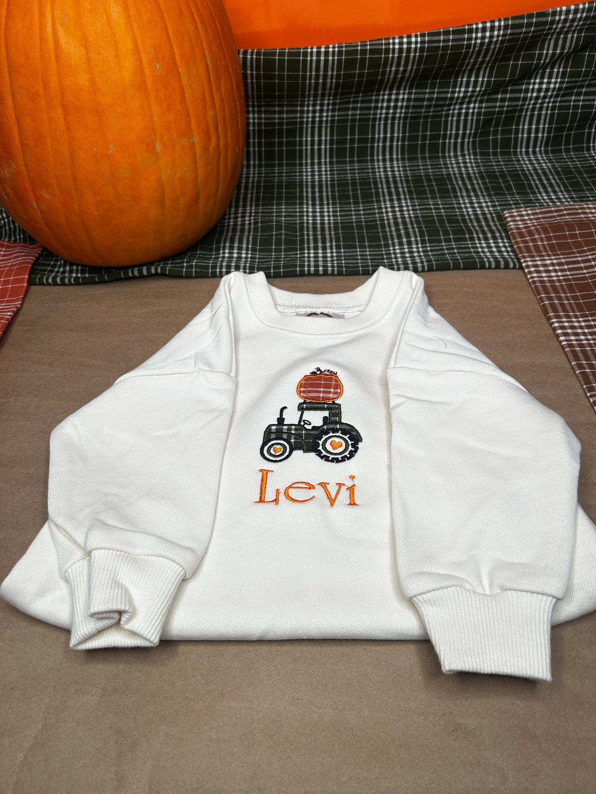 Tractor & Pumpkin Appliqué Bubble Romper | Infant & Toddler